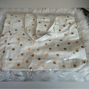 Kate Spade Tote canvas bag with gold polka dots